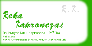 reka kapronczai business card